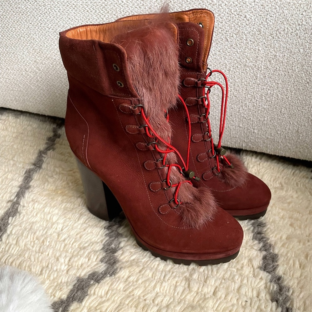 SCHUTZ DALENNA RABBIT HAIR BOOTS SIZE EU 40/US 10B